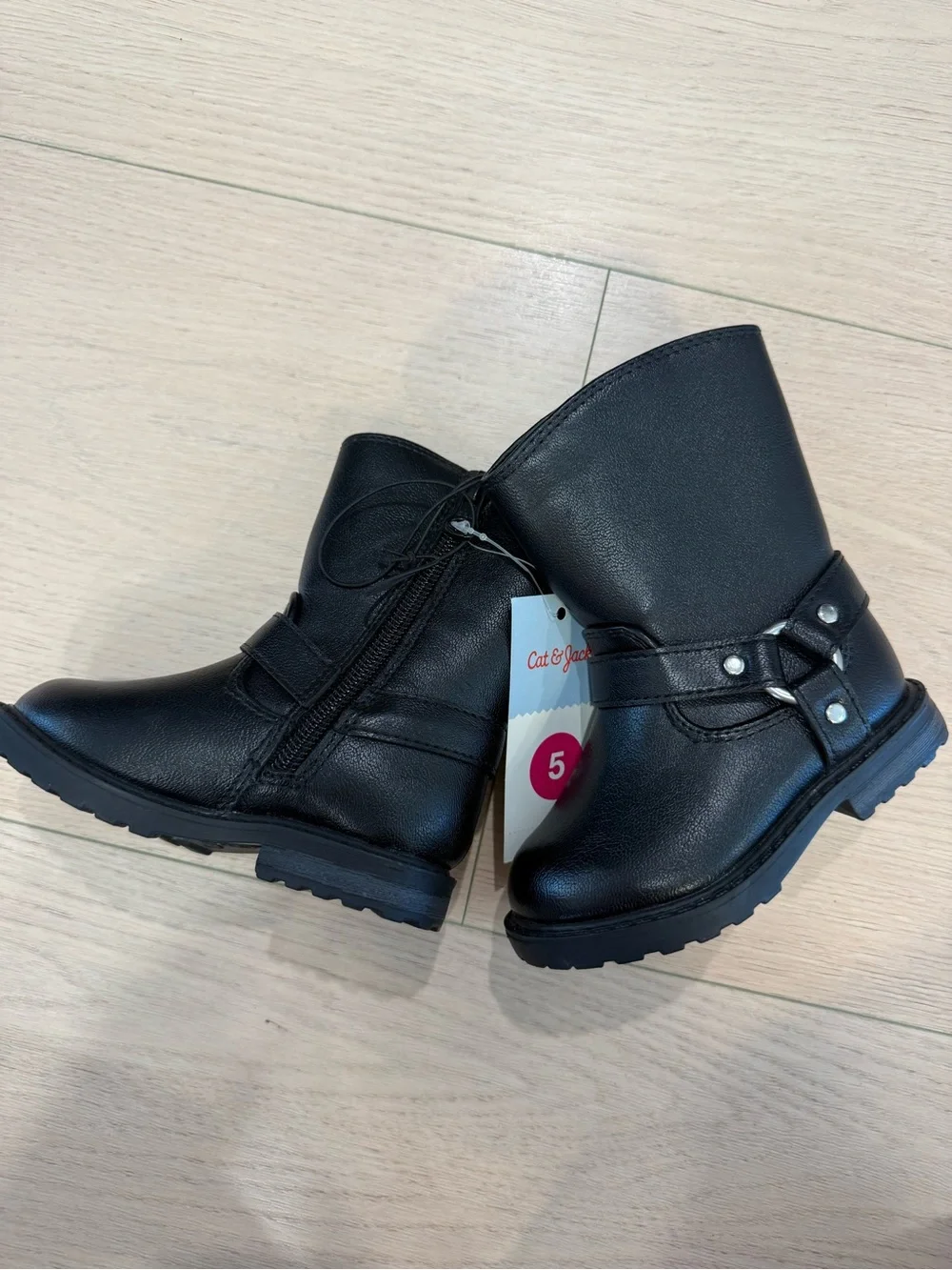 NWT Cat & Jack Black Faux-Leather Kids Riding Boots | 5C